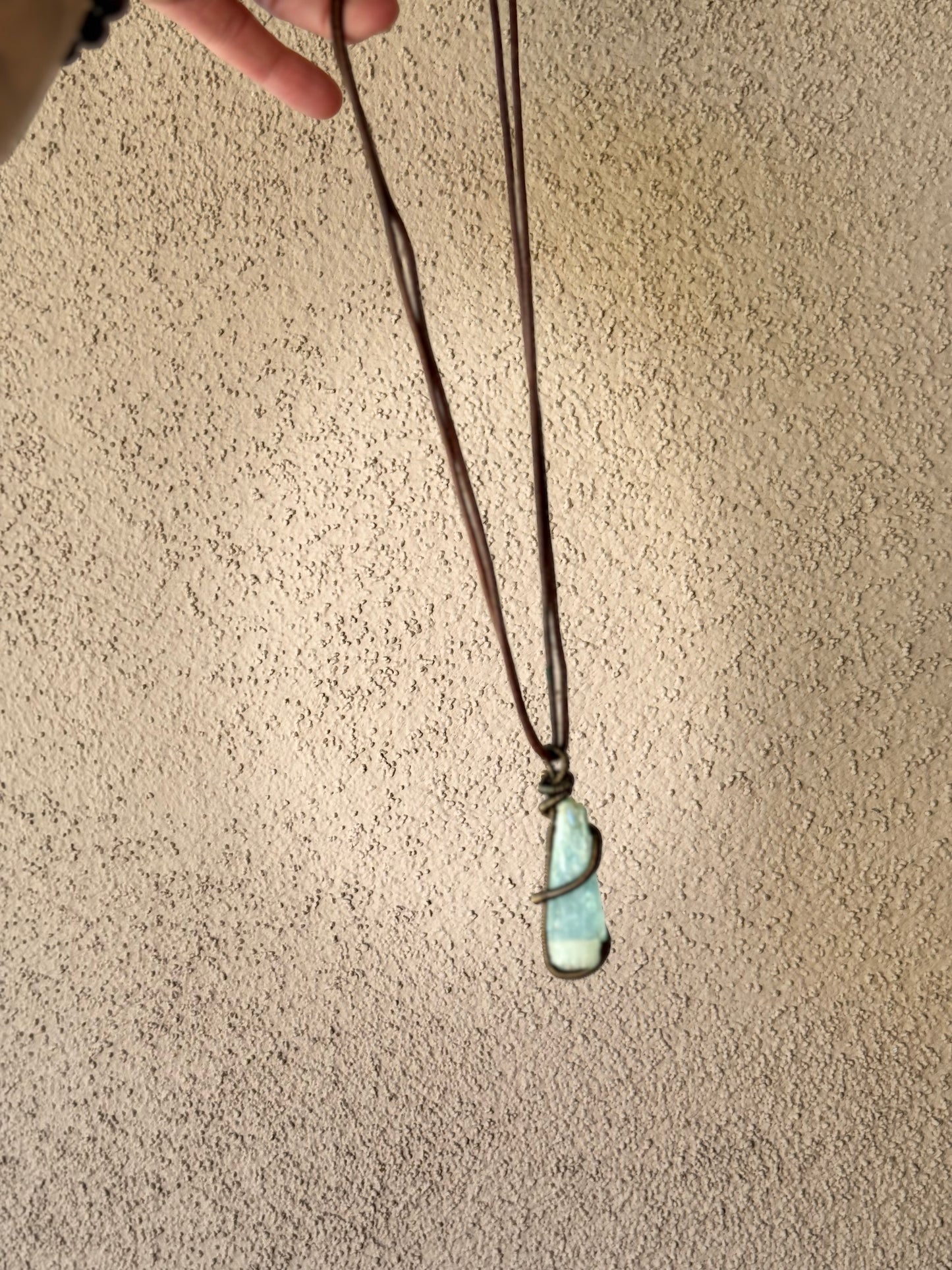 Raw Aquamarine Pendant — Wrapped in Bronze Coil | Artisan Heirloom Necklace