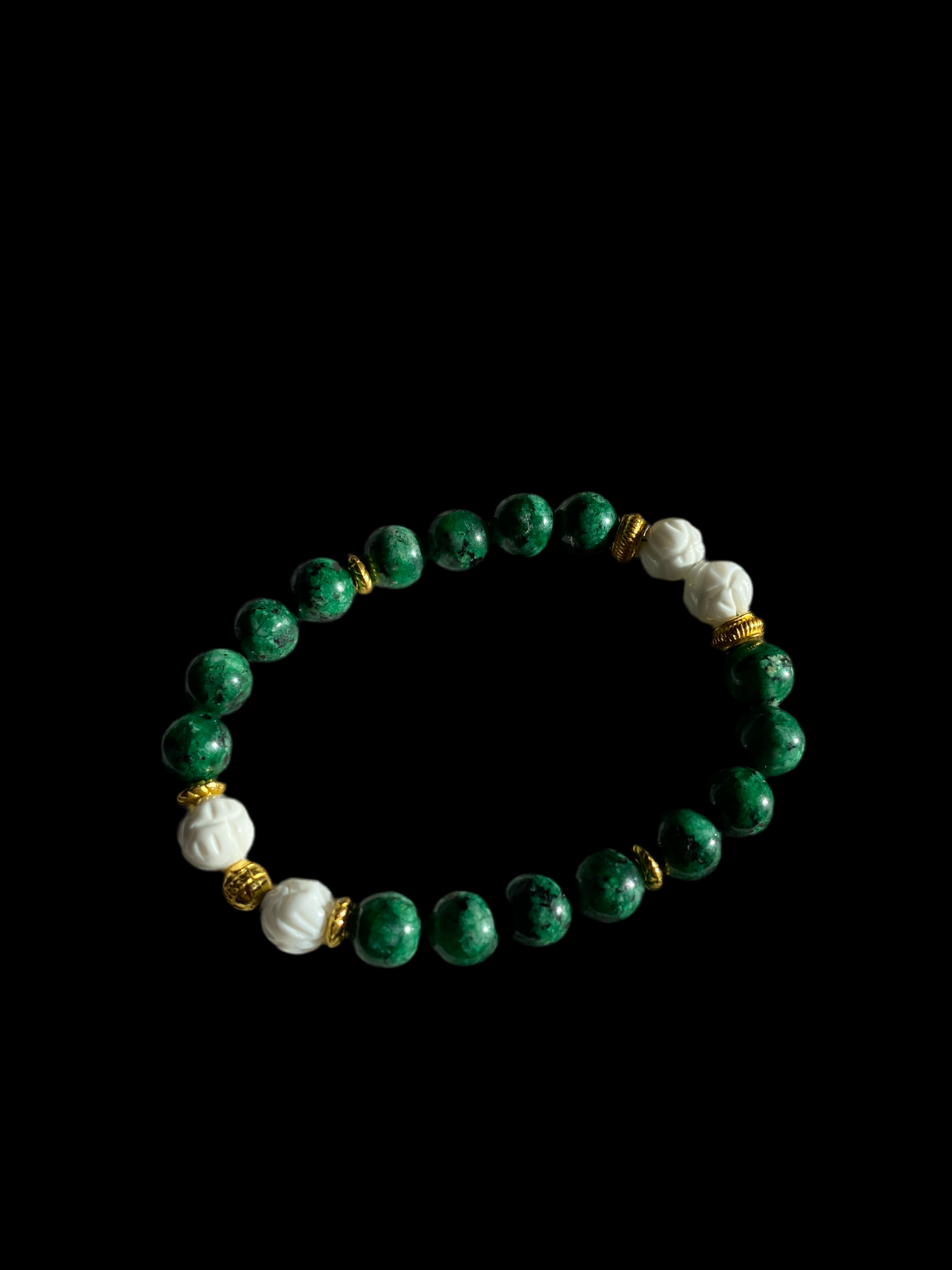 Malachite and White Jade Healing Bracelet – Handmade Gemstone Jewelry for Transformation and Balance