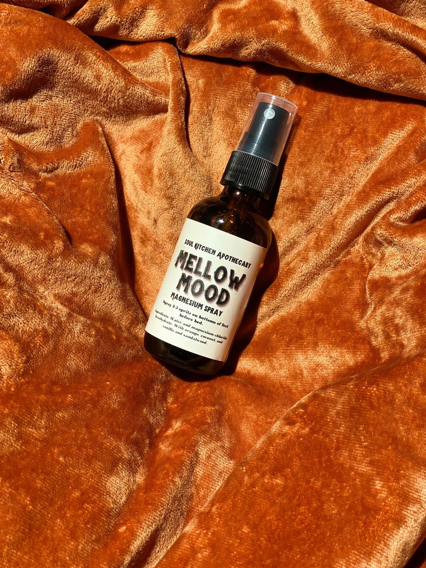 Mellow Mood Spray Soul Kitchen Apothecary, Magnesium spray, stress relief spray, cortisol management spray, calming body spray, relaxation spray, mellow mood spray, magnesium stress relief, natural relaxation remedy, anxiety relief spray, magnesium calming mist, stress management product, soothing spray for stress, magnesium-infused spray, anti-stress body mist, stress-reducing spray