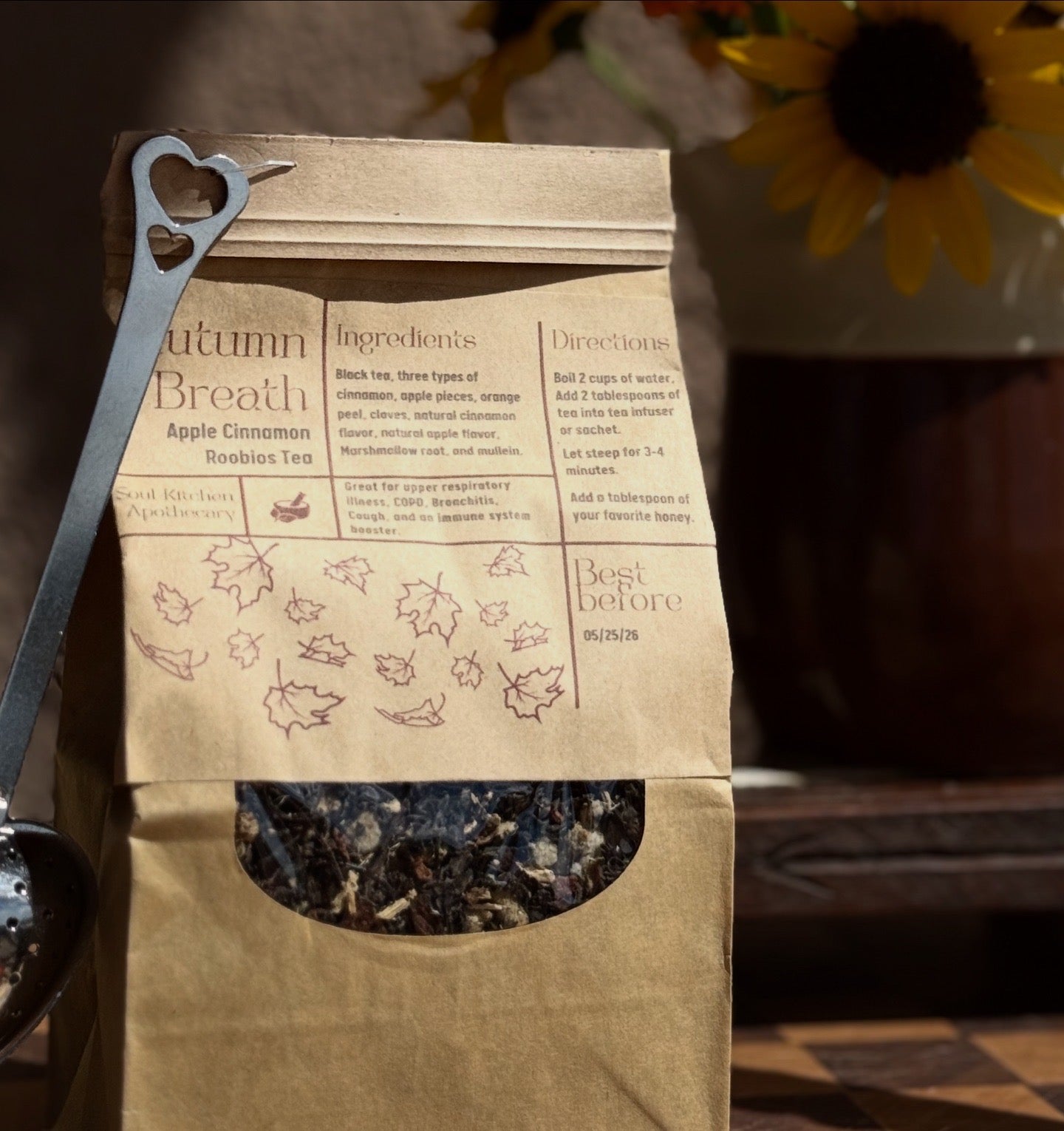 Autumn tea, apple cinnamon tea, rooibos tea, cozy fall tea, herbal tea, tea gifts, seasonal tea, warm drinks, garden tea party