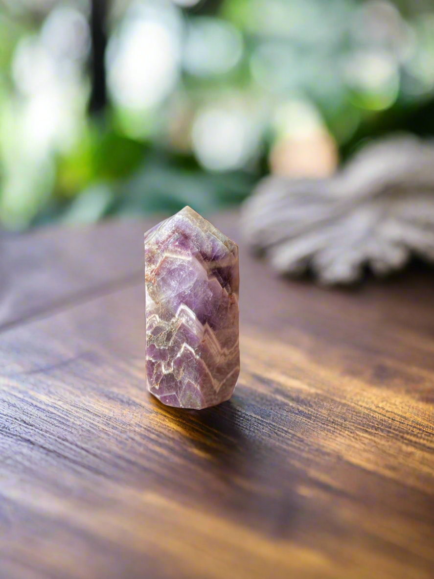 Chevron Amethyst Crystal Tower