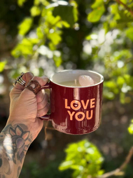 Love You Mug Candle, blueberry muffin candle, handmade candles Prescott Arizona, gift candle, artisan mug candle, home fragrance candle
