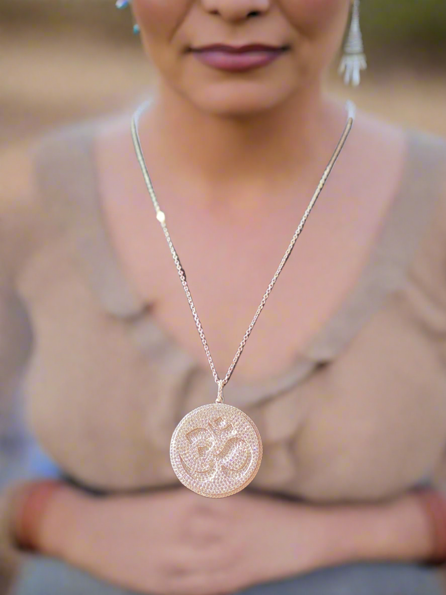 Radiant OM Crystal Pendant Necklace