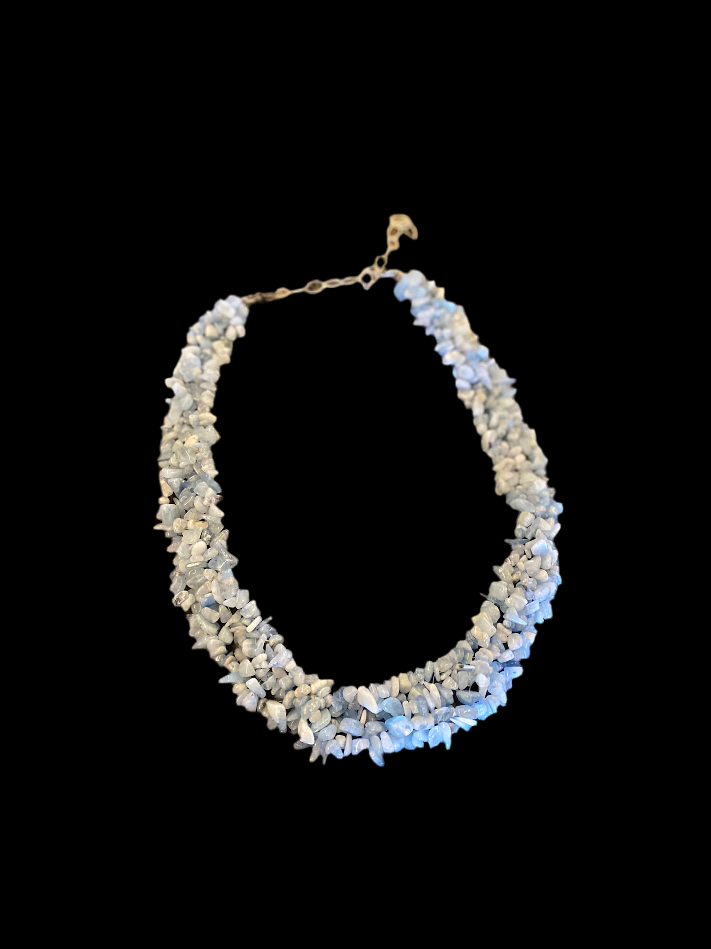 Handmade Aquamarine Beaded Necklace – Four-Strand 18-Inch Sterling Silver Adjustable Jewelry for Tranquility and Elegance