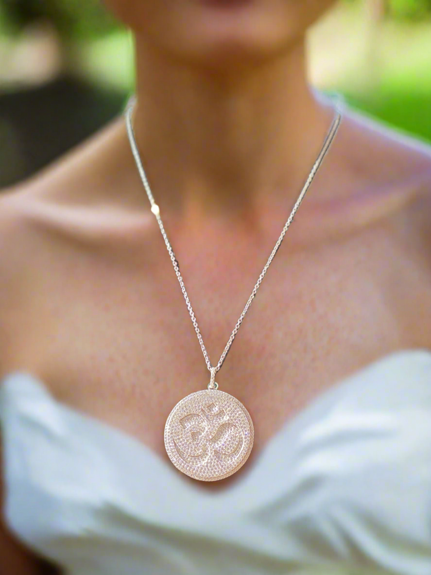Radiant OM Crystal Pendant Necklace
