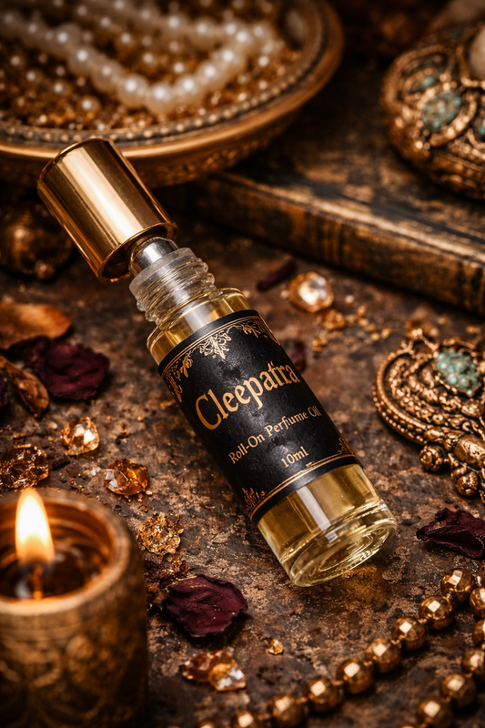 perfume oil, roll on perfume, roll on fragrance, natural perfume, fragrance oil, oil perfume, Cleopatra perfume, Egyptian perfume, goddess perfume, sensual perfume, exotic perfume, royal perfume, floral perfume, apothecary perfume, handmade perfume, small batch perfume, indie perfume, luxury perfume oil, Cleopatra aesthetic, Egyptian aesthetic, ancient aesthetic, dark feminine, opulent aesthetic, moody product photography, gothic beauty, artisan perfume gift, self love gift, perfume gift, anniversary gift, 