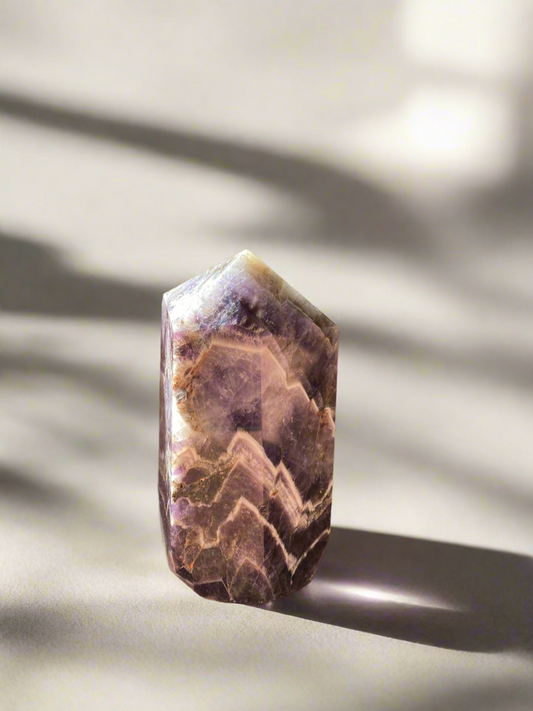 Chevron Amethyst Crystal Tower