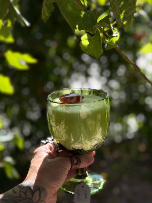 Apple harvest candle, Hand-poured candles Prescott Arizona, Vintage goblet candle, Autumn scented candles, Artisanal candles Arizona, Cozy fall candles