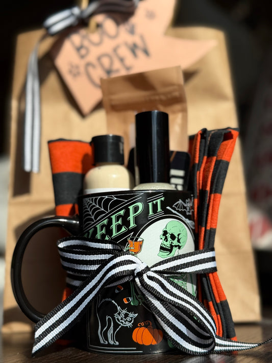 BOO gift set, you’ve been booed gift, Halloween mug set, cozy Halloween gift, fall self-care gift, Halloween surprise gift