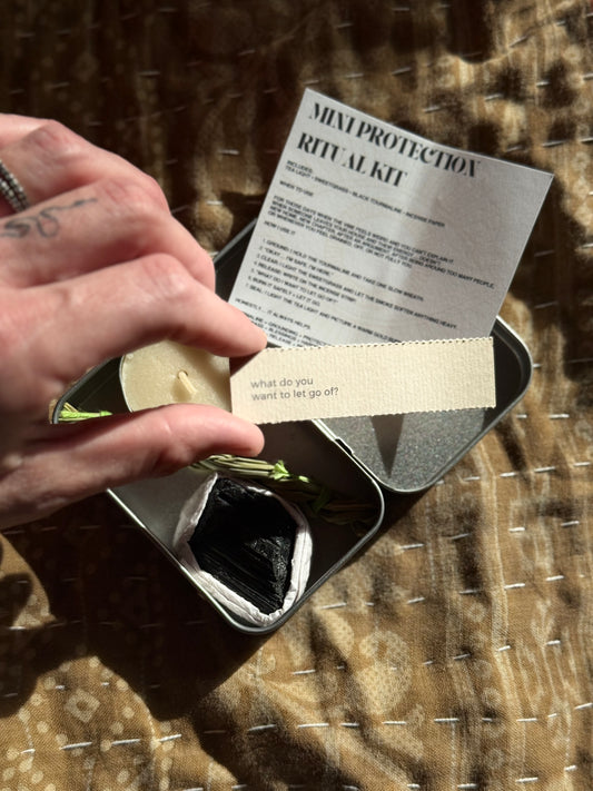 mini ritual protection kit, spiritual protection kit, energy clearing kit, home cleansing, aura protection, metaphysical kit, witchcraft kit, crystal ritual kit, smudge kit, personal ritual kit, protection magic
