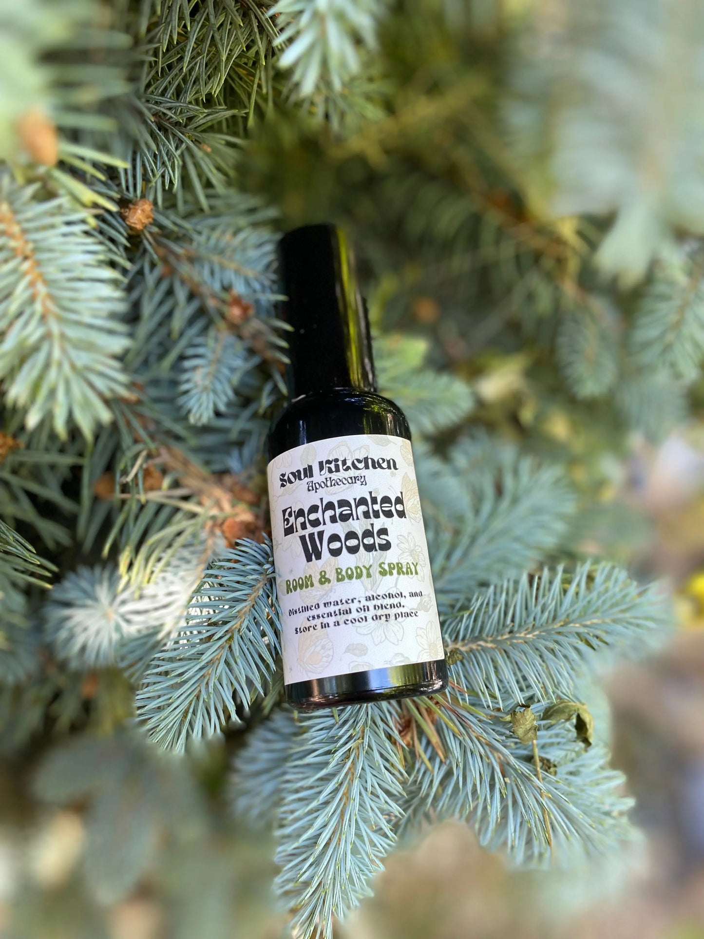 Enchanted Woods Spray Soul Kitchen Apothecary, Into the Woods spray, non-toxic room spray, natural body spray, grounding forest scent, earthy essential oil spray, calming aromatherapy spray, enchanted woods room spray, eco-friendly body mist, natural home fragrance, woodsy scented room spray, all-natural air freshener, relaxing room and body spray, holistic aromatherapy mist, toxin-free home spray, nature-inspired scent spray